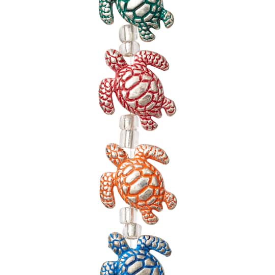 12 Pack: Multicolor Metal Turtle Beads, 18mm by Bead Landing™